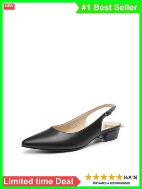 Slingback Low Block Heel Pointed Toe Pump